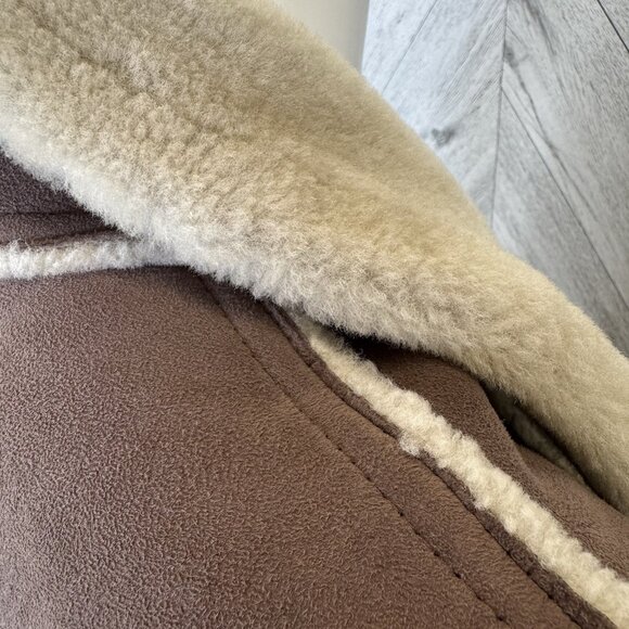 Vintage 70's Shearling Sheepskin Coat Womens Medium Brown Boho Hipster Ranch - Picture 7 of 12